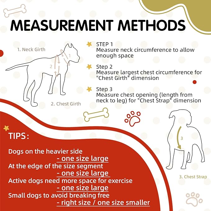 Tri-Color Dog Harness, Adjustable Step-in Design No Pull Dog Harness for Medium Dogs No Pull, Heavy Duty Puppy Harness, Easy for Walking Dog Harness Medium Size Dog Red Yellow White Pawhuggies