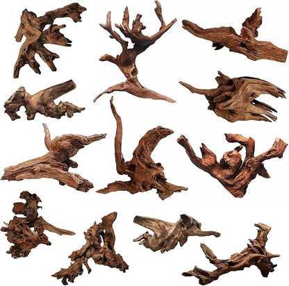 Hamiledyi 12Pcs Small Driftwood for Aquarium 4.1"-7.2" Driftwood Branches Aquarium Wood Decoration Natural Fish Tank Habitat Decor Wood for Lizard Assorted Size Hamiledyi