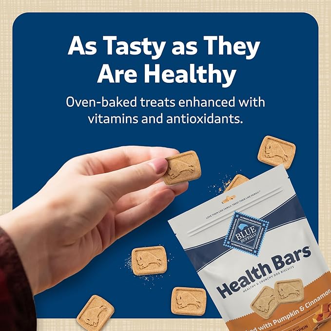 Blue Buffalo Health Bars Crunchy Dog Biscuits, Oven-Baked With Natural Ingredients, Pumpkin & Cinnamon, 16-oz Bag - PAWPICO