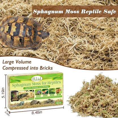 Halatool 6OZ Premium Sphagnum Moss for Reptiles- 8QT Natural Dried Terrarium Moss for Reptile Tank, Reptile Moss Bedding for Turtles Geckos Snakes Frogs Hamsters HALATOOL