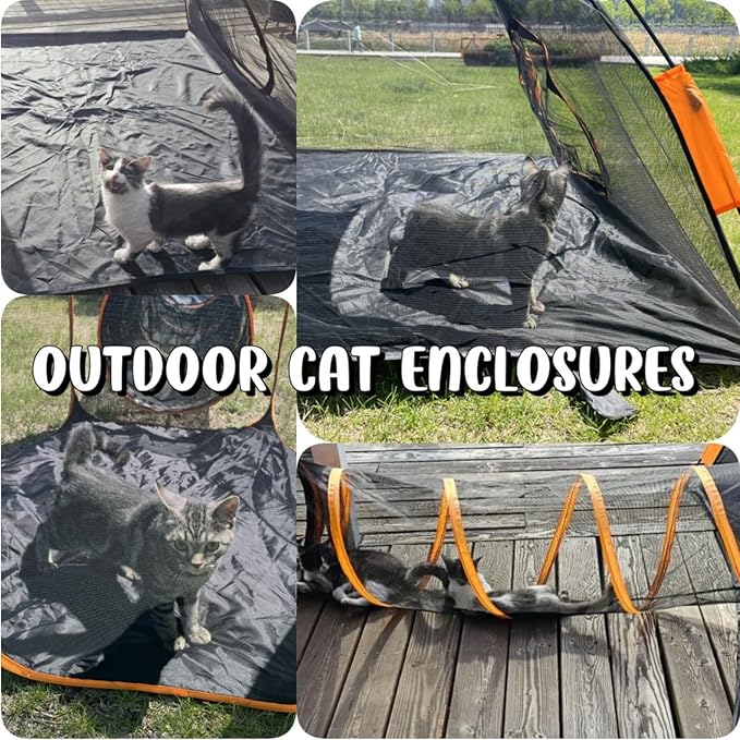 Catio Outdoor Cat Enclosures for Indoor Cats, 4-in-1 Outside Large Playground Include Portable Cat Tent and Tunnel, for Cats and Other Pets - PAWPICO