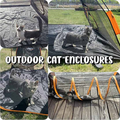 Catio Outdoor Cat Enclosures for Indoor Cats, 4-in-1 Outside Large Playground Include Portable Cat Tent and Tunnel, for Cats and Other Pets - PAWPICO