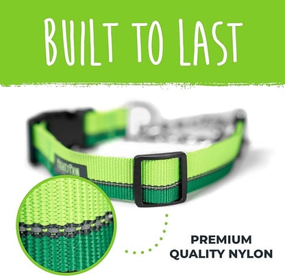 Mighty Paw Martingale Dog Collar 2.0 | Trainer Approved Limited Slip Collar with Stainless Steel Chain & Heavy Duty Buckle - Modified Cinch for Gentle & Effective Pet Training - Small, Green MightyPaw
