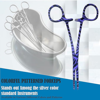 Dog Pet Ear/Nose Hair Puller Grooming Hemostat Locking Forceps Pliers, 5.5" (14cm), Straight (Purple Swirls) A2Z+SCILAB