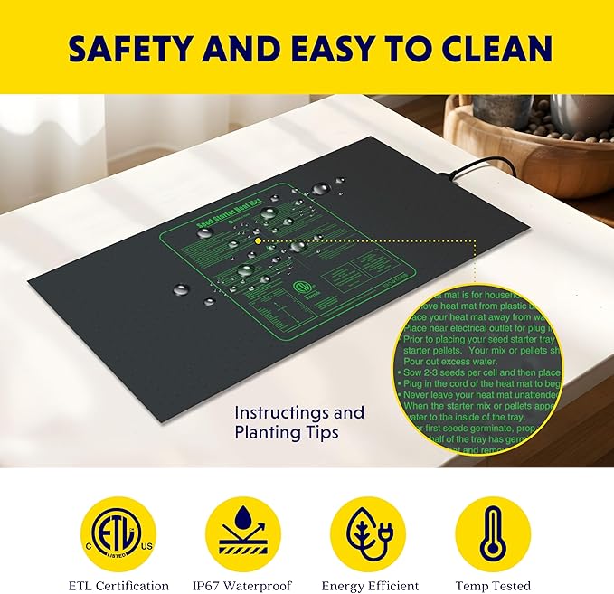 iPower Waterproof Seedling Heat Mat 48" x 20", ETL Certified Durable Germination Heating Pad, for Seed Starting Propagation iPower