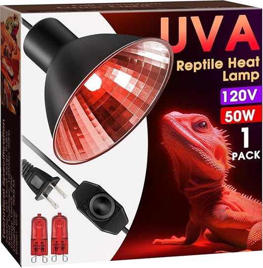 Briignite Reptile Heat Lamp Red, Reptile Night Lamp 50W, G9 Heat Bulb & Dome Reptile Light Fixture, Aluminum Reflector, Dimmable Heat Lamp for Chicken Turtle Snake Gecko Lizard, 1 Pack WelcometoBriigniteenjoyyourshopping