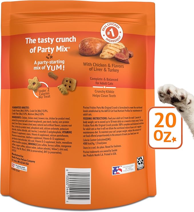 Purina Friskies Cat Treats, Party Mix Original Crunch - 20 oz. Pouch PurinaTreats
