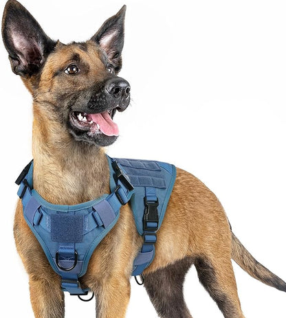rabbitgoo Tactical Dog Harness for Small, Heavy Duty Pet Harness with Handle, No-Pull Service Vest Small Breed, Adjustable Military Dog Vest for Training Hunting Walking, Blue, S rabbitgoo