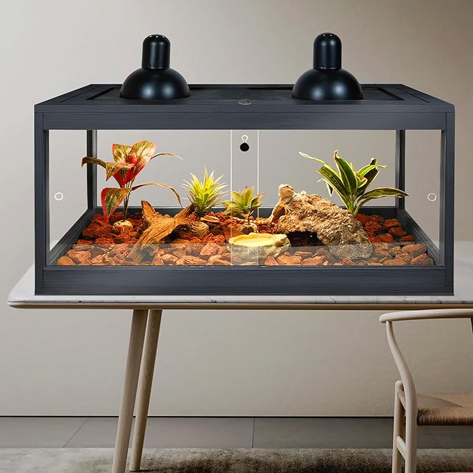 63 Gallon Terrarium, Reptile Habitat, Durable Quality, Suitable for All Types of Reptile, Hamsters, Snakes, 40“ Wide, Black PROLEE