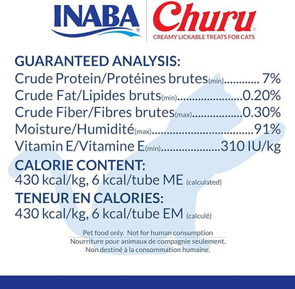 INABA Churu Cat Treats, Lickable, Squeezable Creamy Purée with Vitamin E, 0.5 Ounces per Tube, 120 Tubes Total, Chicken Variety INABA