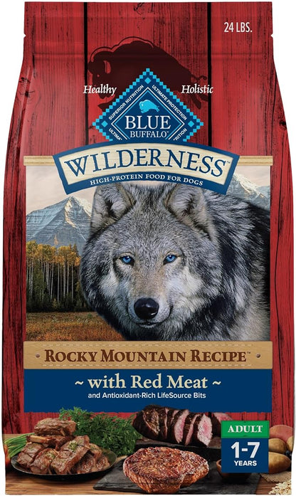 Blue Buffalo Wilderness Rocky Mountain High-Protein Adult Dry Dog Food Wholesome Grains Red Meat - PAWPICO