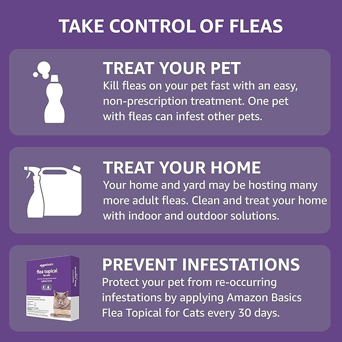 Amazon Basics Flea Topical for Large Cats (Over 9 pounds), 6 Count AmazonBasics