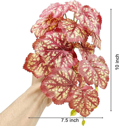 Woyrise Reptile Plants, Terrarium Hanging Plants Vines for Reptile Tank, Amphibian Habitat Leaves Decor with Suction Cup for Bearded Dragon Lizard Snake Gecko Frog Hermit Crab - 2Pcs Pink Heuchera Woyrise