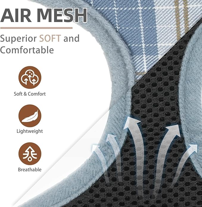 PUPTECK Soft Mesh Dog Harness and Leash Set Pet Puppy Cat Comfort Padded Vest No Pull Harnesses, Sky Blue, M PUPTECK