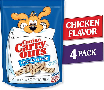 Canine Carry Outs Dog Treats, Chicken Flavor, 22.5 Ounce (Pack of 4), Made with Real Chicken - PAWPICO