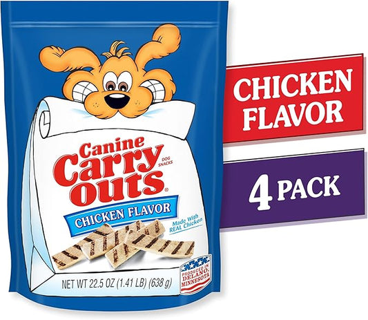 Canine Carry Outs Dog Treats, Chicken Flavor, 22.5 Ounce (Pack of 4), Made with Real Chicken - PAWPICO