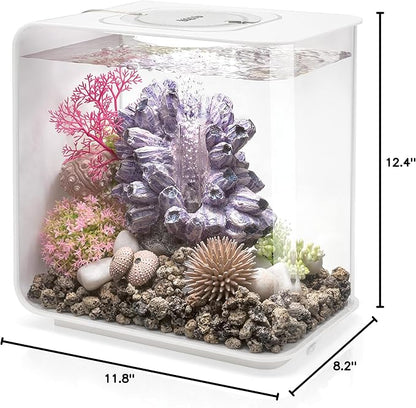 biOrb Flow 15 Acrylic 4-Gallon Aquarium with White LED Lights Modern Compact Tank for Tabletop or Desktop Display, White biOrb