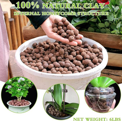 Halatool 6 LB Organic Leca Clay Pebbles for Plants 4mm-16mm Clay Balls 100% Natural Hydroton Leca Balls for Indoor Plants Hydroponic Growing Gardening Orchids Drainage Decoration Aquaponics HALATOOL