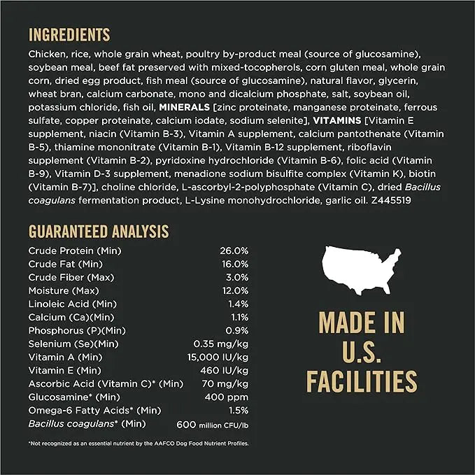 Purina Pro Plan Complete Essentials Shredded Blend Chicken and Rice Dog Food Dry Formula with Probiotics for Dogs - 47 lb. Bag - PAWPICO