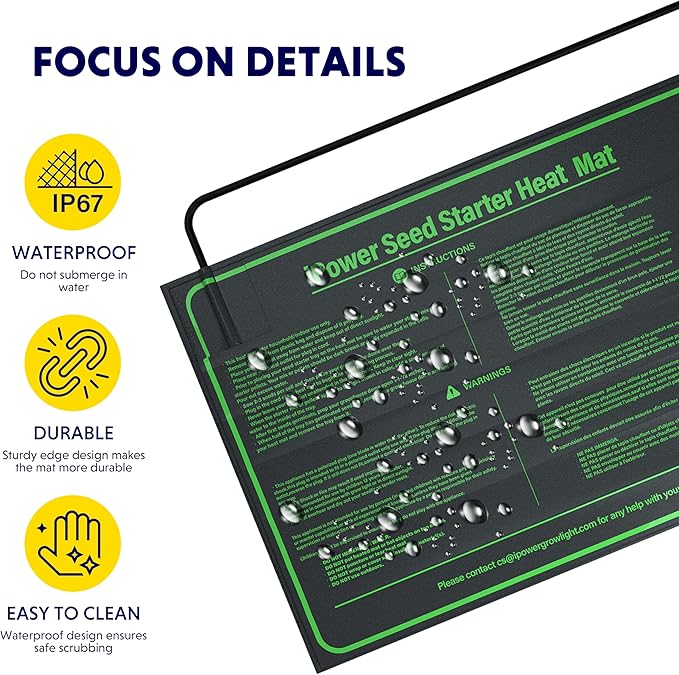 iPower Seedling Heat Mat Heating Pad 10"x20" with Digital Thermostat Combo Set, Waterproof for Indoor Seed Starting and Plant Germination iPower