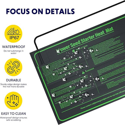 iPower Seedling Heat Mat Heating Pad 10"x20" with Digital Thermostat Combo Set, Waterproof for Indoor Seed Starting and Plant Germination iPower