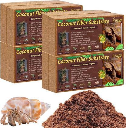 Legigo 8 Pack Compressed Coconut Fiber Substrate - 100% Organic Coconut Fiber Brick Bedding for Reptiles, Natural Coco Husk Substrate Terrarium Bedding for Snake, Hermit Crabs, Frogs, Tortoise, Gecko Legigo