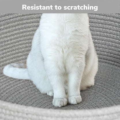 Cat Beds for Indoor Cats, Warm Soft Pet Bed Washable, Cute Cat Bed With Playing Rope Ball, Pet Gift Basket for Cat, Dog-15.7" L×5.9" H, Grey - PAWPICO