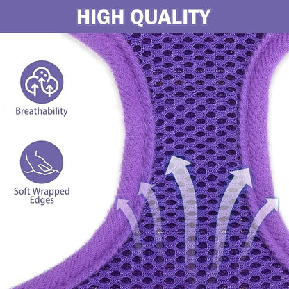 SCENEREAL Puppy Dog Harness with Leash Set for Small Medium Sized Dogs, Soft Mesh Step in Pet Harnesses and Leash, No Chock Plaid Adjustible No Pull Vest for Dogs Cats, Chihuahua,Bulldog (Purple S) SCENEREAL