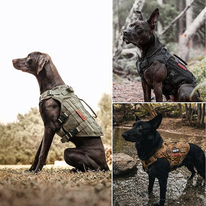 OneTigris Tactical Dog Harness for Small Dog, No Pull Small Dog Vest Harness Breathable Military Dog Molle Vests with Handles, Harness for Walking Hiking Training (Green, XS) OneTigris
