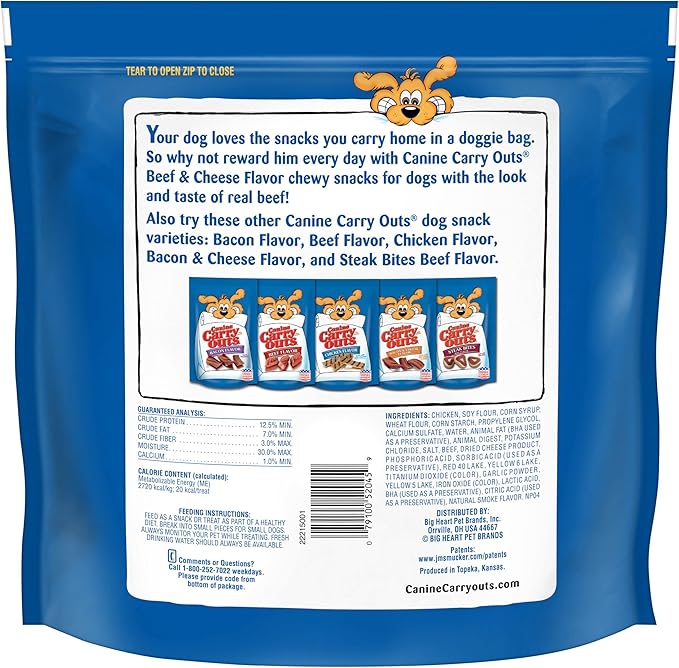 Canine Carry Outs Dog Treats, Beef & Cheese Flavor, 47 Ounce (Pack of 2) - PAWPICO