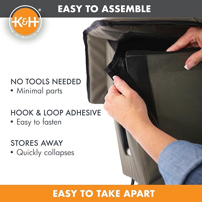 K&H Pet Products Outdoor Heated Kitty House, Outdoor Cat House for Outside Community Cats, Strays, and Ferals, Insulated Shelter, Warming Cold Weather House with Heated Pad for Winter, Olive/Olive - PAWPICO