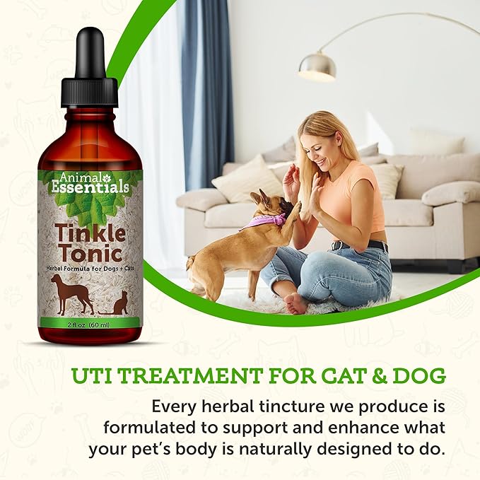 Animal Essentials Tinkle Tonic for Cats & Dogs - Dog & Cat Urinary Supplement, Urinary Support, Herbal Formula, Veterinarian Recommended - 2 Fl Oz AnimalEssentials