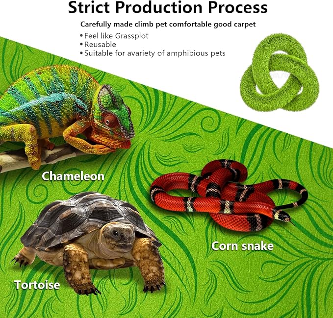 2 Pack Rainforest Tropical Reptile Carpet Mat & Reversible Substrate, Terrarium Liner Bedding, for Lizard,Chameleon,Gecko,Snake,Ceratophrys with Tweezers Feeding Tong (40 Gallon(36x18in)) REP+BUDDY