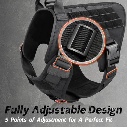 rabbitgoo Tactical Dog Harness Medium Sized, Heavy Duty Pet Harness with Handle, No-Pull Service Vest Medium Breed, Adjustable Military Dog Vest for Training Hunting Walking, Black, M rabbitgoo