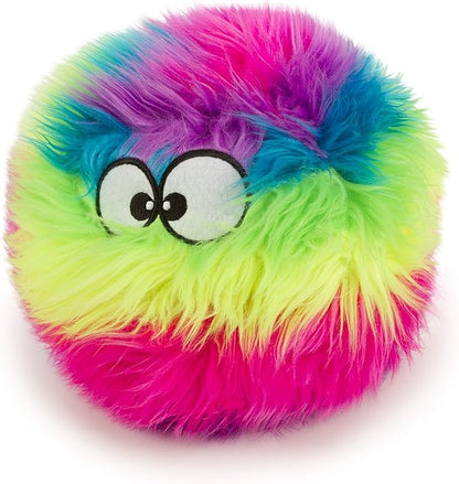 goDog Furballz Squeaky Plush Ball Dog Toy, Chew Guard Technology - Rainbow, Large - PAWPICO