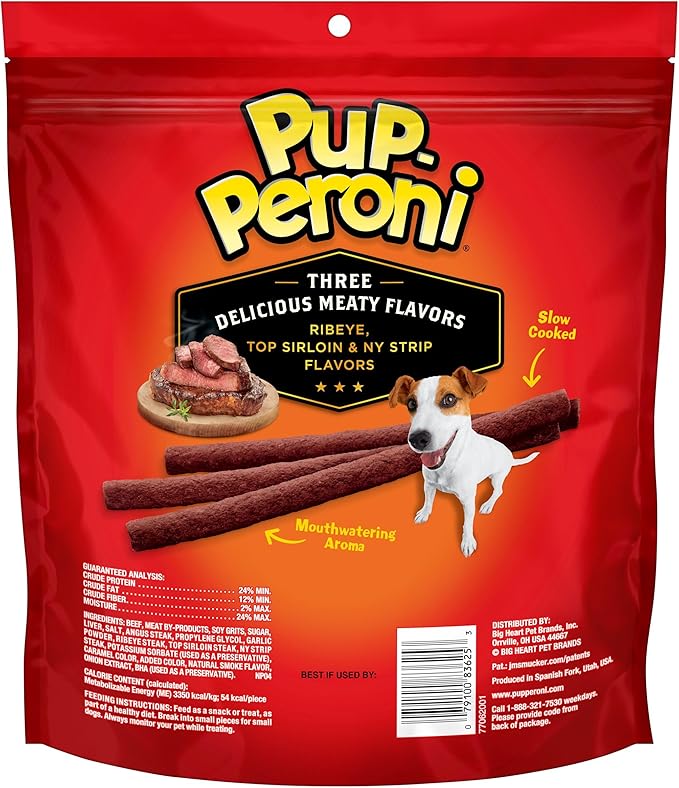 Pup-Peroni Dog Treats, Triple Steak Flavor, 22.5 Ounce, Ribeye, Top Sirloin, NY Strip Flavors - PAWPICO