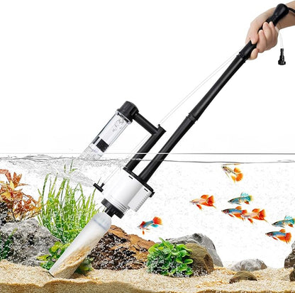 AQQA Fish Tank Cleaner,8-in-1 Electric Aquarium Gravel Vacuum,Clean Sewage+Wash Gravel Sand+Suction Stool+Filter+Water Changer+Water+Water Circulation+Dissolved Oxygen for Turtle Fish Tank 30W/480GPH AQQA