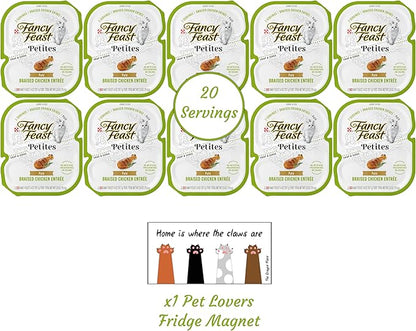Fancy Feast Gourmet Grain-Free Meals Wet Cat Food Pate and Gravy Petites 10 Twin Pack Trays, 20 Servings (Braised Chicken Pate) - PAWPICO