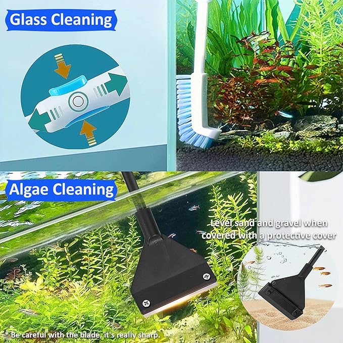 Aquarium Siphon Vacuum Cleaner Kit, Fish Tank Vacuum Gravel Cleaner, Fish Tank Cleaner for Water Changing, Gravel, Sand & Algae Cleaning Yzufyys