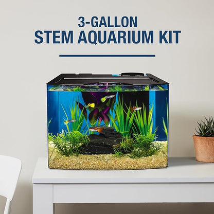 Tetra Crescent STEM Aquarium Kit 3 Gallons, Curved-Front Fish Tank with LEDs and STEM Activity Guide Tetra