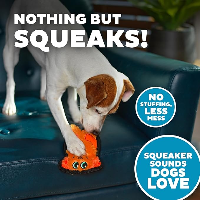 Outward Hound Durablez Tough Plush Squeaky Dog Toy, Dog, Orange, XS - PAWPICO
