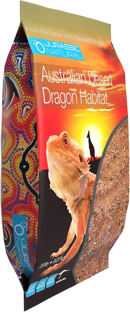 Jurassic Natural Australian Desert Dragon Habitat Substrate for Bearded Dragons and Other Lizards, Red, 20lb JurassicNatural
