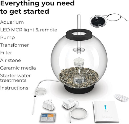 biOrb Classic 60 Acrylic 16-Gallon Aquarium with Multi-Color Remote-Controlled LED Lights Modern Tank for Tabletop Display, Black biOrb