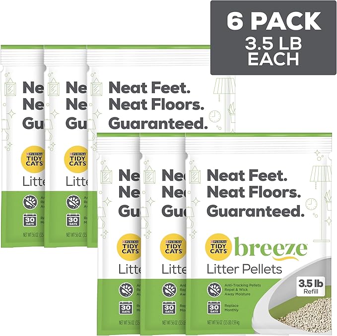 Purina Tidy Cats Litter Pellets, Breeze Refill Litter Pellets in Recyclable Box - (6) 3.5 lb. Bags - PAWPICO