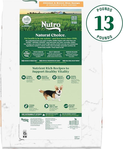 Nutro Natural Choice Small Bites Adult Dry Dog Food, Chicken and Brown Rice Recipe, 13 lbs. - PAWPICO