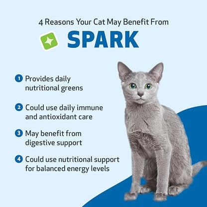 Pet Wellbeing Spark Daily Nutritional Greens Superfood for Cats - Probiotics, Prebiotics, Digestive Enzymes, Amino Acids, Antioxidants, Vitamin D, Spirulina - Veterinarian-Formulated 3.53 oz (100 g) PetWellbeing