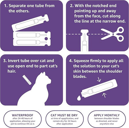 Amazon Basics Flea Topical for Large Cats (Over 9 pounds), 6 Count AmazonBasics