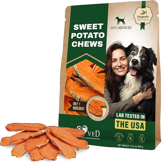 Sweet Potato Dog Treats Chips - All Natural Pet Snack Chews - Grain Free & Human Grade Dried Snacks in Bulk - Best Jerky for Training Small & Large Dogs - PAWPICO