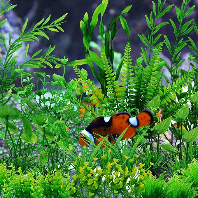 Fish Tank Accessories Aquarium Decorations Green Plants, 25pcs Green Fish Tank Decorations Plant, Fish Tank Decor, Aquarium Decor Plastic Plants QUOZUO