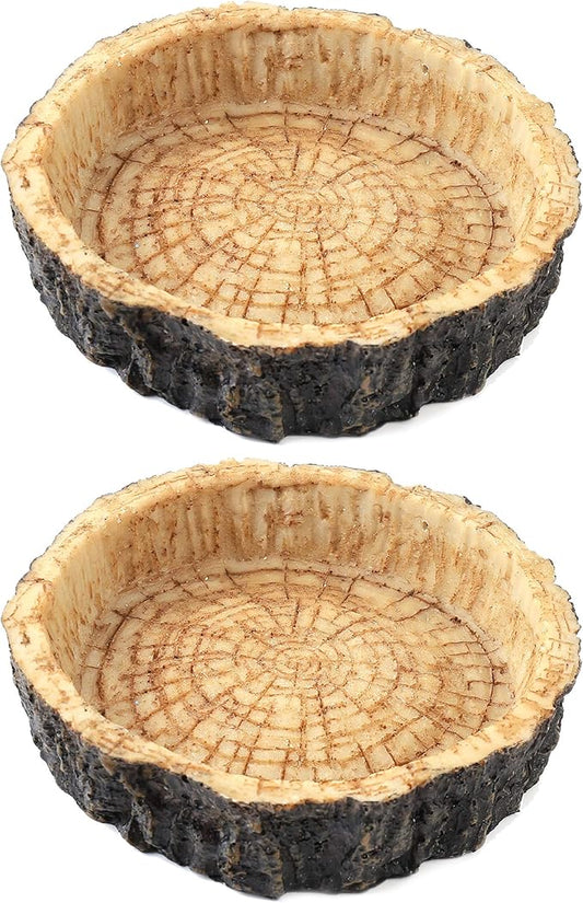 CalPalmy 2 Pack Reptile Water and Food Bowls, Novelty Food Bowl for Lizards, Young Bearded Dragons, Small Snakes and More - Made from BPA-Free Plastic CalPalmy